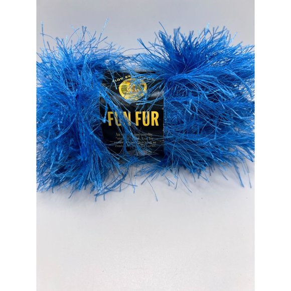 Lion Brand Fun Fur Eyelash Yarn Bright Blue - 1 Skein - Picture 1 of 2